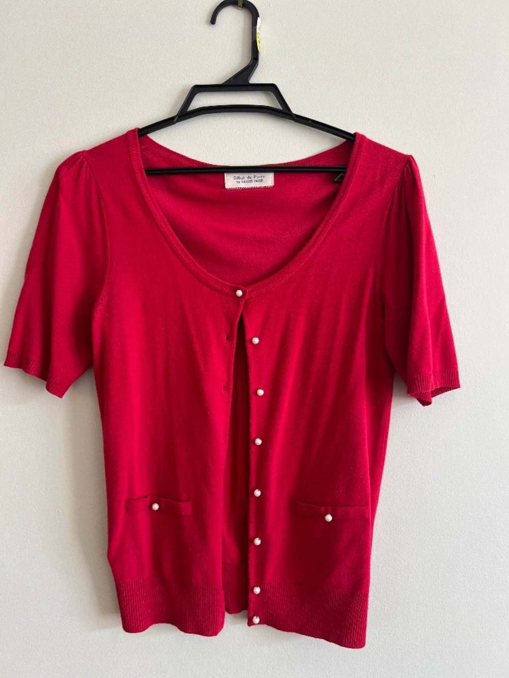 LAISSE PASSE Red Short Sleeve Knit Cardigan | Japanese Brand